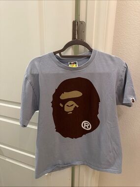 Bape Light Blue Tee with Brown Ape Head